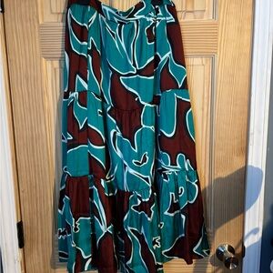 Nine West Teal and Brown Maxi Skirt